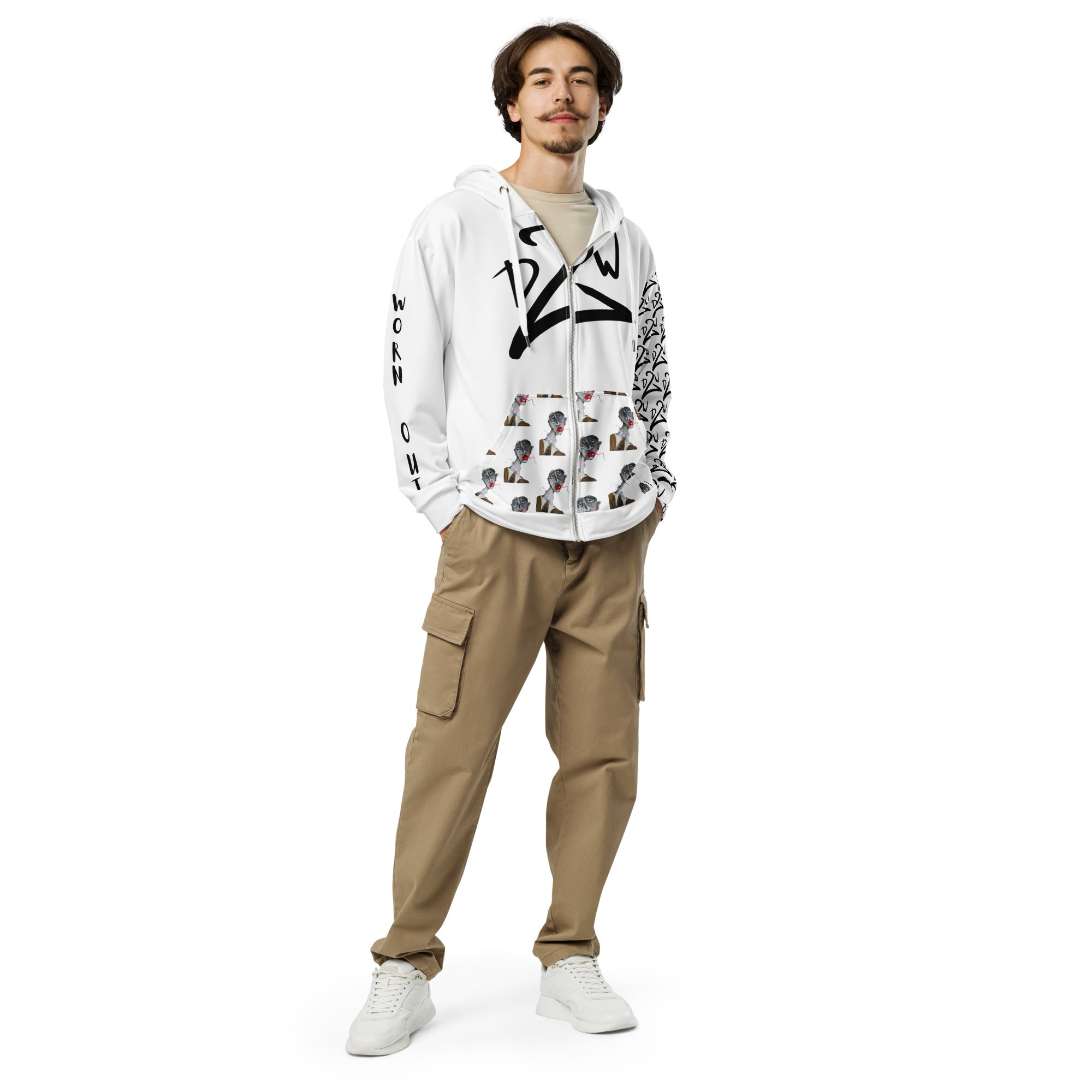 WORN OUT Unisex zip hoodie - WHITE – Dare2Wear